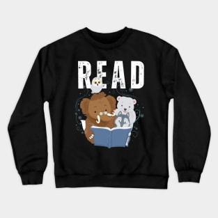 Animals Reading Book kids - kids reading Crewneck Sweatshirt